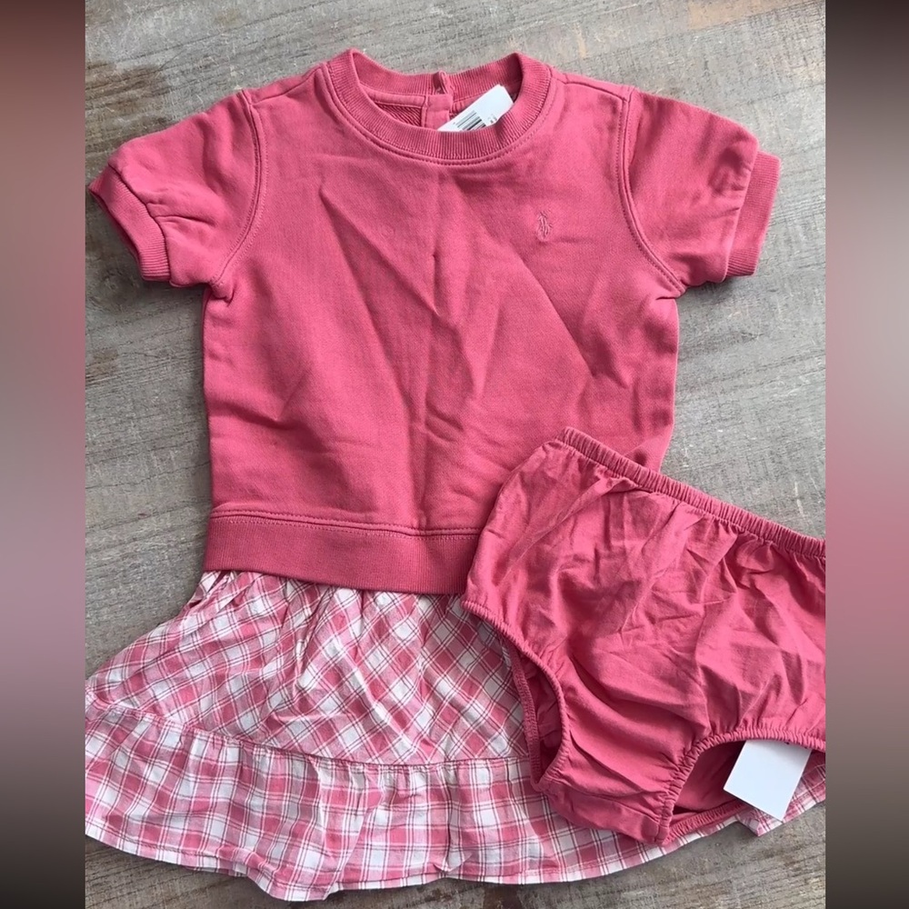 Ralph Lauren Pink Plaid Kids Dress Set